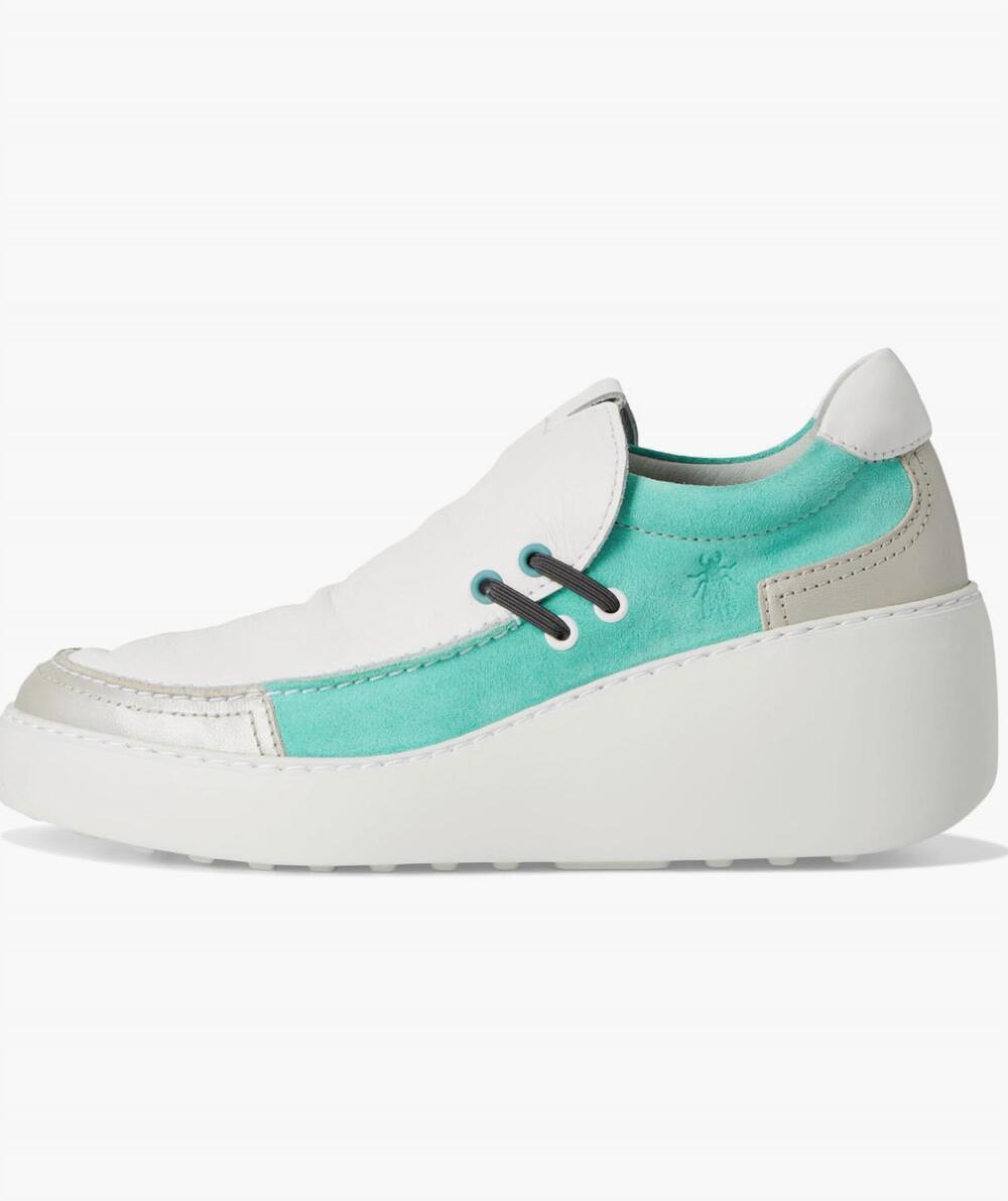NEW FLY LONDON women's davy667fly platform sneaker in silver/white/mint